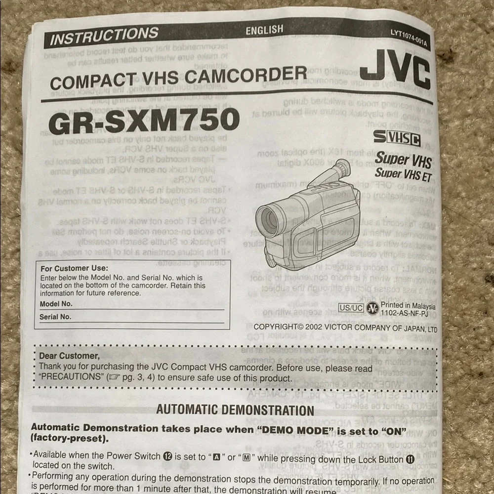 Silver Camcorder with Bag JVC